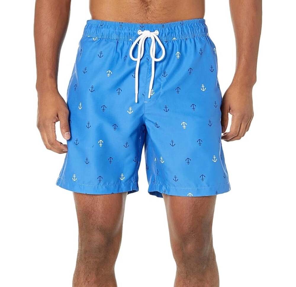 Amazon Essentials 7” Swim Trunks Blue Anchor Print Mens XL NEW NWT